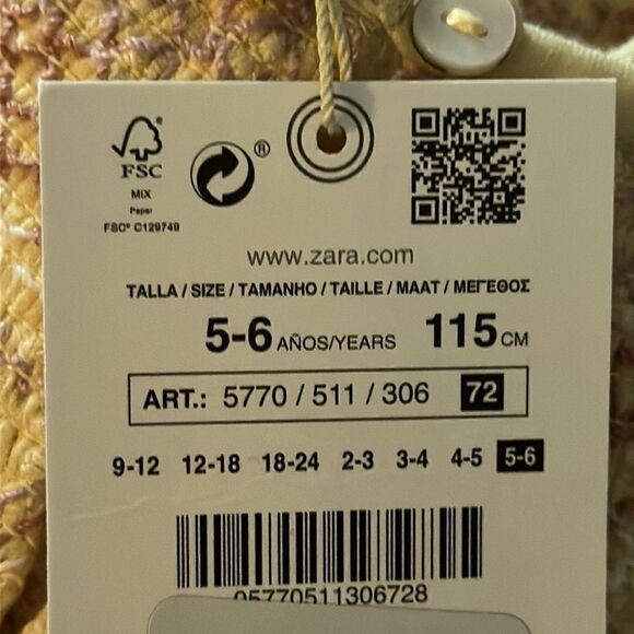 ZARA Kids | Light Yellow | TEXTURED EMBROIDERED DRESS - Picture 4 of 5